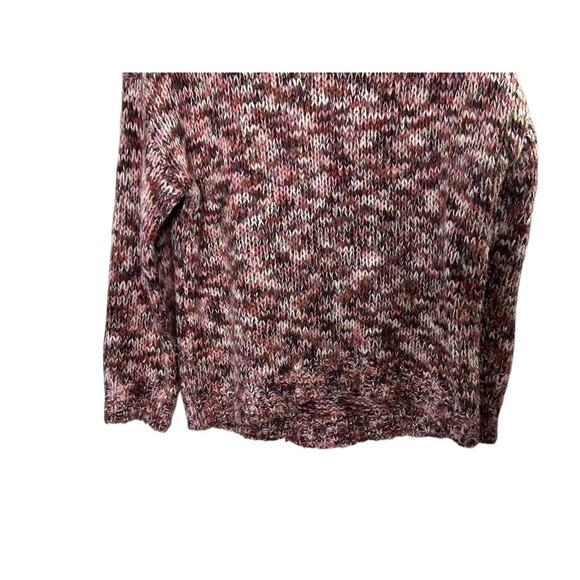 LOFT Chunky Knit Oversized Pullover Sweater Pink & Burgundy Medium Petite MP - Picture 5 of 6